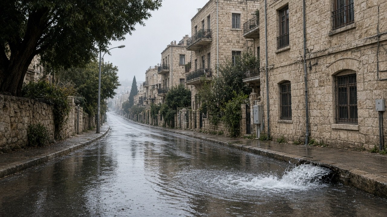 Haifa street with older apartment blocks typical of Hadar